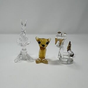 Lot of 3 Hand Blown‎ Animals Hummingbird Snake Derpy Squirrel Vintage 1"-3" Cute